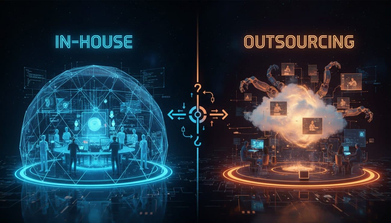 An in-house engineering team set against a distributed outsourced delivery model